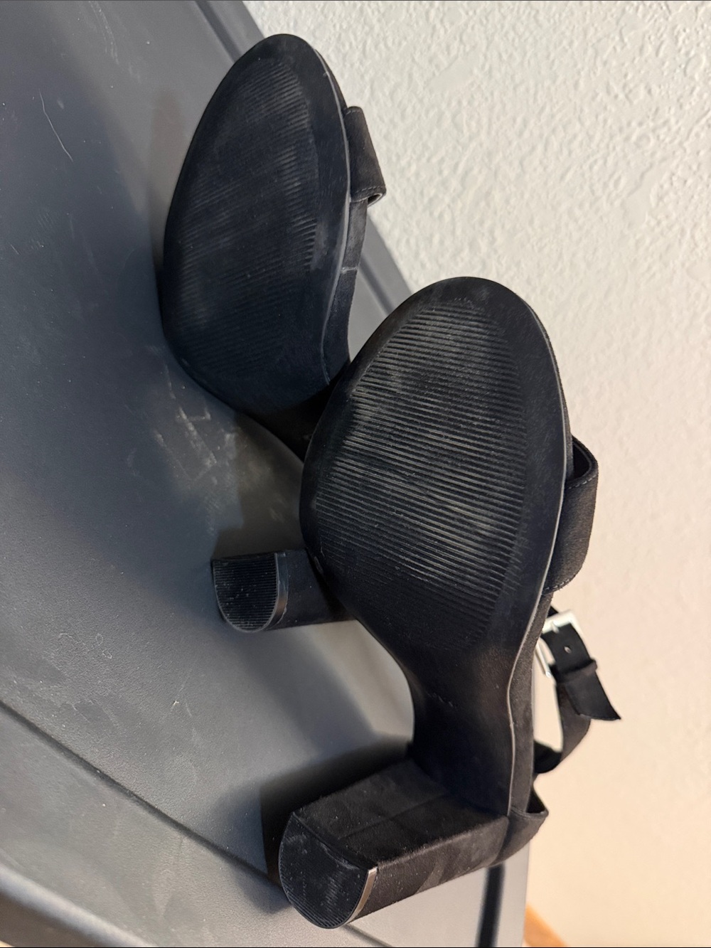 torrid Black Suede Wide Width Ankle-Strap Block Heel Sandals - Picture 2 of 3